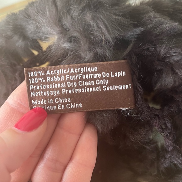 DANIER Leather rabbit fur scarf - chocolate brown - Picture 5 of 7